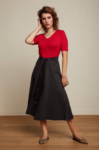 נשים King Louieלבוש HBFR100 carice v top uni rib אדום אודם