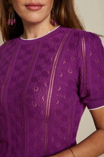 נשים King Louieלבוש HBFR101 agnes puff top herro סגול נוצץ