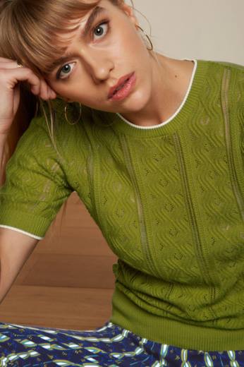 נשים King Louieלבוש HBFR102 agnes puff top herro עץ עץ ירוק