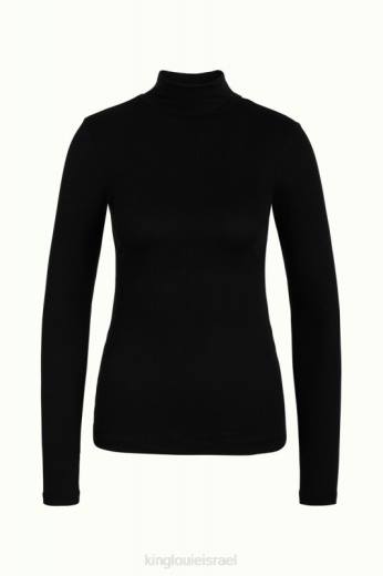 נשים King Louieלבוש HBFR103 צלע יחידה עם צווארון עליון שָׁחוֹר