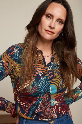 נשים King Louieלבוש HBFR114 זמיר חולצה כְּחוֹל