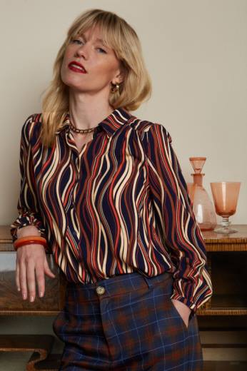 נשים King Louieלבוש HBFR118 חולצת carina merrill כְּחוֹל