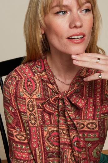 נשים King Louieלבוש HBFR122 חולצת דיליה בלתזר קברנה אדום