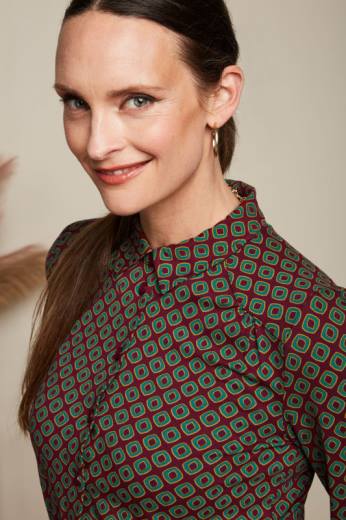 נשים King Louieלבוש HBFR124 חולצת קארינה מאובקת קברנה אדום