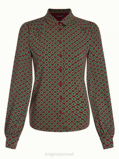 נשים King Louieלבוש HBFR124 חולצת קארינה מאובקת קברנה אדום