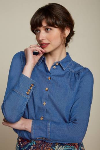 נשים King Louieלבוש HBFR127 carina blouse chambray כחול ג'ינס