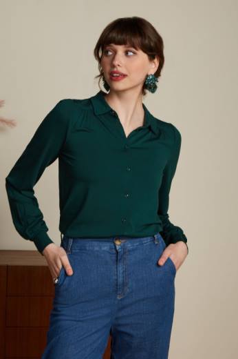 נשים King Louieלבוש HBFR133 חולצת carina ecovero light ירוק אורן