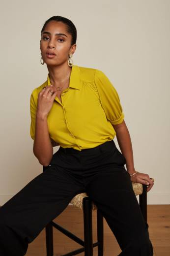 נשים King Louieלבוש HBFR137 חולצת carina ecovero light צהוב אביב