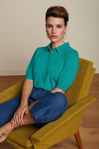 נשים King Louieלבוש HBFR138 חולצת carina ecovero light ירוק אקווה