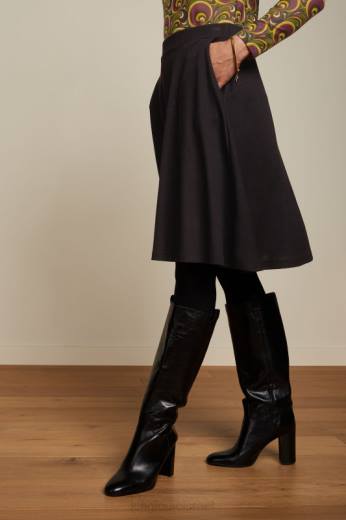 נשים King Louieלבוש HBFR142 חצאית סרינה מילאנו קרפ שָׁחוֹר