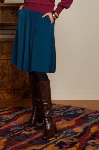 נשים King Louieלבוש HBFR144 חצאית סרינה מילאנו קרפ בריכה כחולה