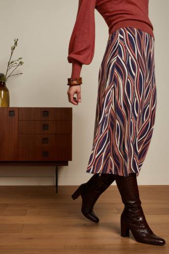 נשים King Louieלבוש HBFR152 חצאית midi juno merrill כְּחוֹל