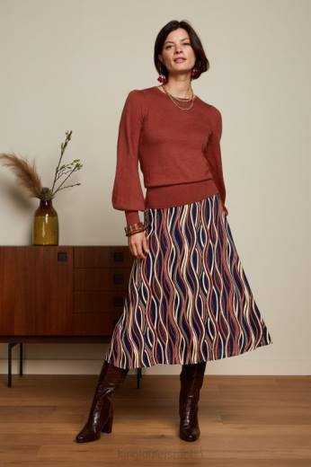 נשים King Louieלבוש HBFR152 חצאית midi juno merrill כְּחוֹל