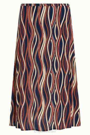 נשים King Louieלבוש HBFR152 חצאית midi juno merrill כְּחוֹל