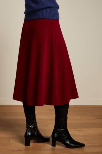 נשים King Louieלבוש HBFR159 חצאית ג'ונו קרפ מילאנו קברנה אדום