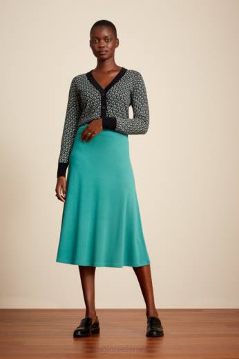 נשים King Louieלבוש HBFR161 חצאית ג'ונו קרפ מילאנו עשן ירוק