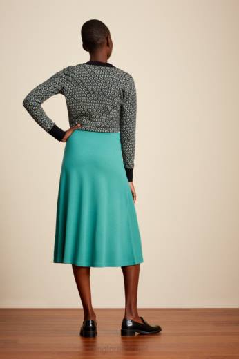 נשים King Louieלבוש HBFR161 חצאית ג'ונו קרפ מילאנו עשן ירוק