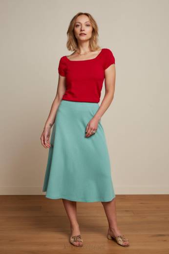 נשים King Louieלבוש HBFR162 חצאית ג'ונו קרפ מילאנו טורקיז מאובק