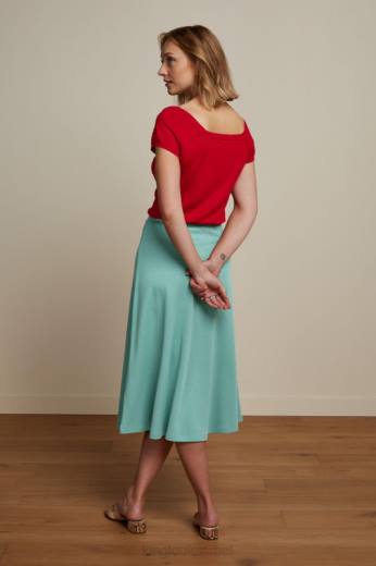 נשים King Louieלבוש HBFR162 חצאית ג'ונו קרפ מילאנו טורקיז מאובק