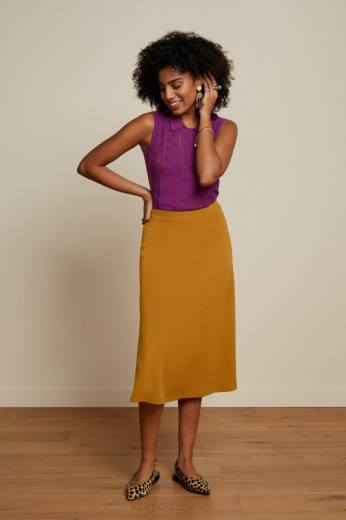 נשים King Louieלבוש HBFR163 חצאית ג'ונו קרפ מילאנו חום זהוב