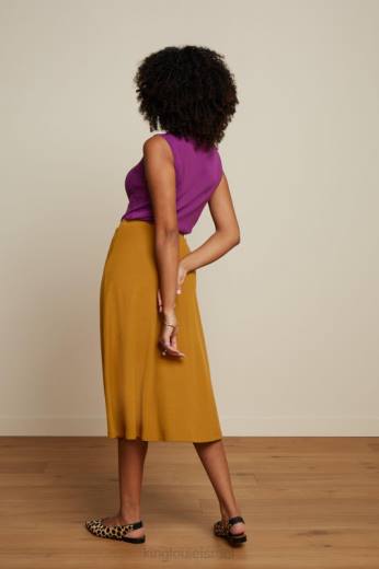 נשים King Louieלבוש HBFR163 חצאית ג'ונו קרפ מילאנו חום זהוב