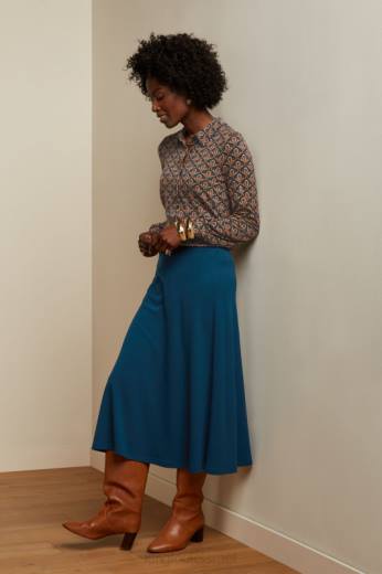 נשים King Louieלבוש HBFR164 חצאית ג'ונו קרפ מילאנו בריכה כחולה