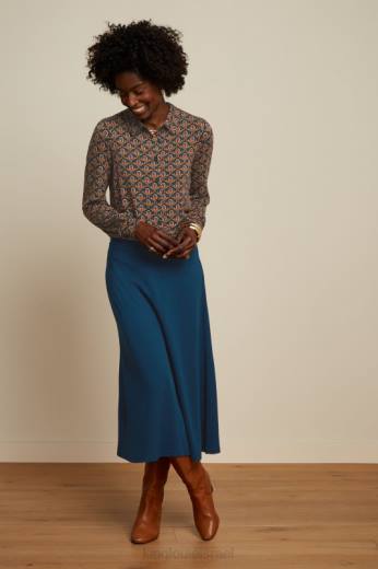 נשים King Louieלבוש HBFR164 חצאית ג'ונו קרפ מילאנו בריכה כחולה