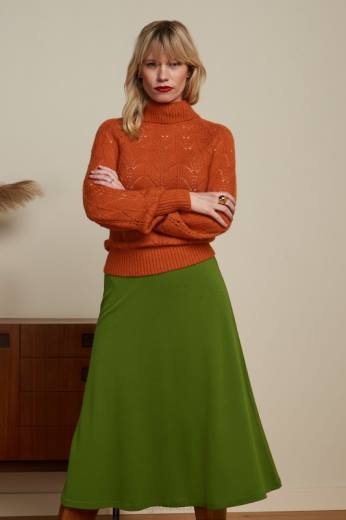 נשים King Louieלבוש HBFR165 חצאית ג'ונו קרפ מילאנו ירוק זית