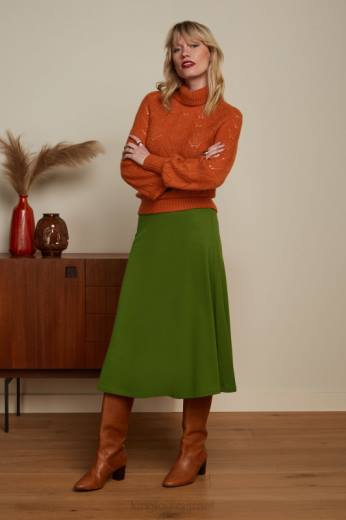 נשים King Louieלבוש HBFR165 חצאית ג'ונו קרפ מילאנו ירוק זית