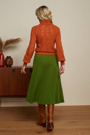 נשים King Louieלבוש HBFR165 חצאית ג'ונו קרפ מילאנו ירוק זית