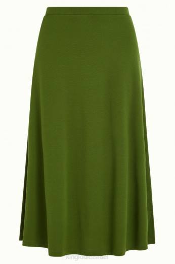 נשים King Louieלבוש HBFR165 חצאית ג'ונו קרפ מילאנו ירוק זית