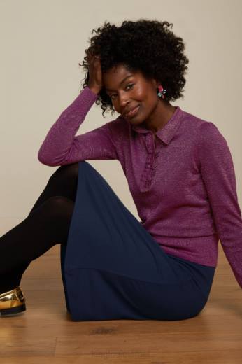 נשים King Louieלבוש HBFR166 חצאית גבול מילאנו יוני כחול ערב