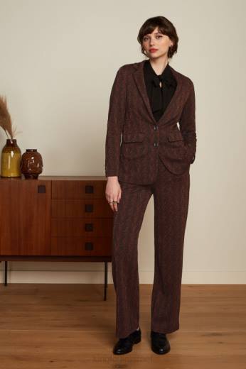 נשים King Louieלבוש HBFR186 דייזי בלייזר סערה ארוכה כתום קוניאק