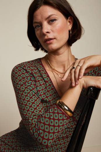 נשים King Louieלבוש HBFR21 שמלת צלב מאובקת קברנה אדום