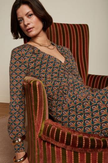 נשים King Louieלבוש HBFR27 שמלת לורטה יובל ירוק שפירית