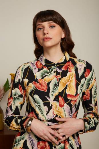 נשים King Louieלבוש HBFR29 שמלת מידי זית מרמורה שָׁחוֹר