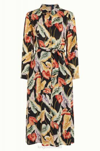 נשים King Louieלבוש HBFR29 שמלת מידי זית מרמורה שָׁחוֹר