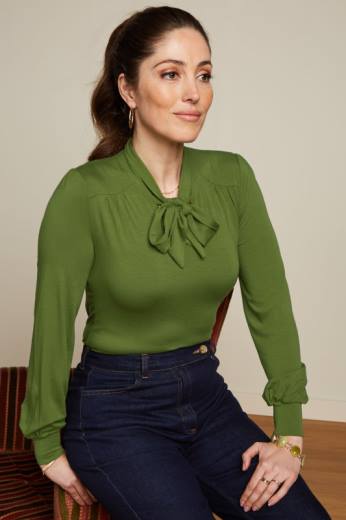 נשים King Louieלבוש HBFR39 amalia top ecovero light ירוק זית