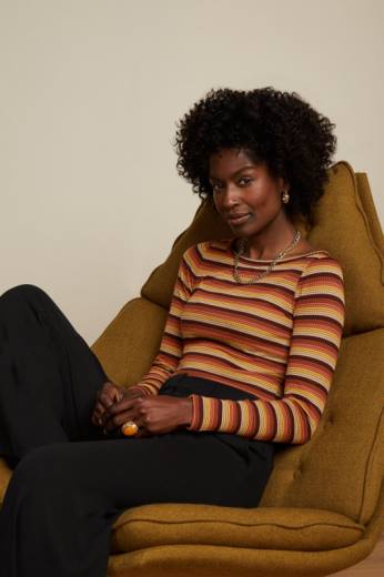 נשים King Louieלבוש HBFR44 פס וונה העליון שושן תפוז מנגו