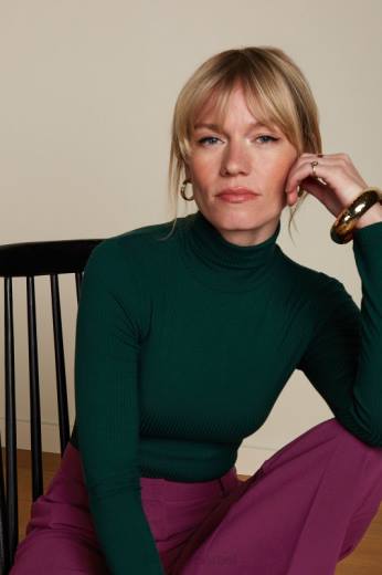 נשים King Louieלבוש HBFR47 צלע יחידה עם צווארון עליון ירוק אורן