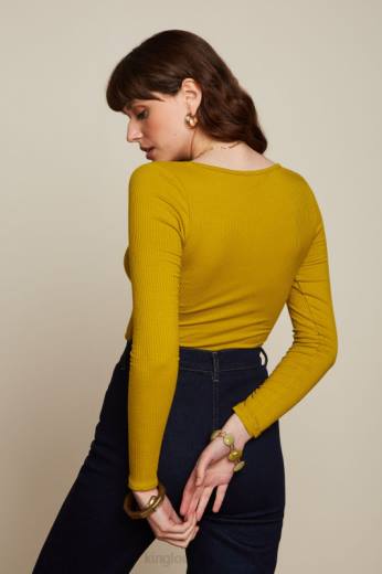 נשים King Louieלבוש HBFR50 carice v top uni rib צהוב קארי