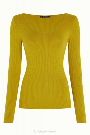 נשים King Louieלבוש HBFR50 carice v top uni rib צהוב קארי