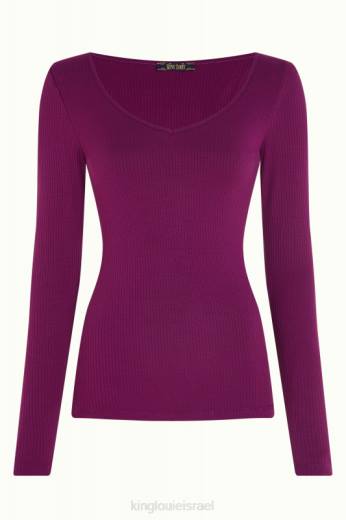 נשים King Louieלבוש HBFR51 carice v top uni rib סגול כספיה