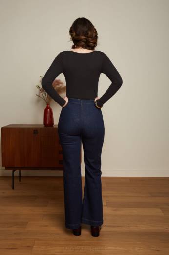 נשים King Louieלבוש HBFR52 carice v top uni rib שָׁחוֹר