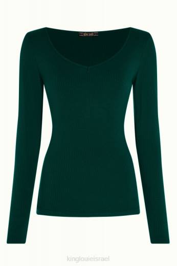 נשים King Louieלבוש HBFR53 carice v top uni rib ירוק אורן