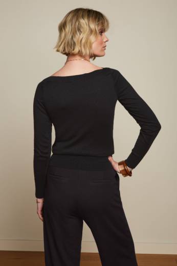 נשים King Louieלבוש HBFR61 פס לאפיס העליון קיסוס שָׁחוֹר