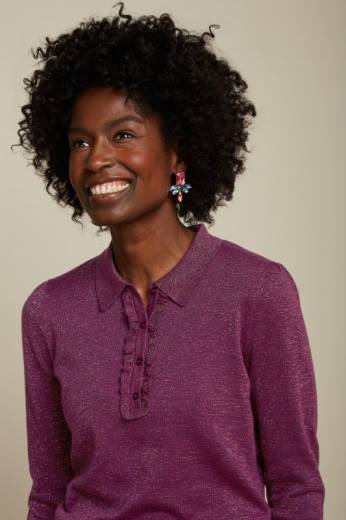 נשים King Louieלבוש HBFR66 פולו מלמלה עליונה לפיס סגול כספיה