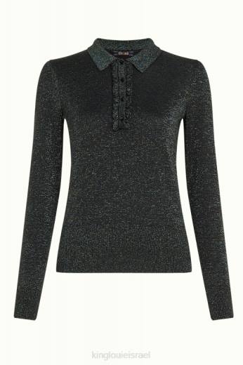 נשים King Louieלבוש HBFR67 פולו מלמלה העליון לפיס שָׁחוֹר