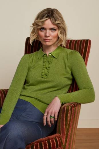 נשים King Louieלבוש HBFR68 פולו מלמלה עליונה לפיס עץ עץ ירוק