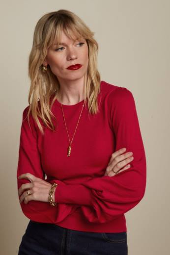 נשים King Louieלבוש HBFR78 פקעת טופ מאיה סמל אדום